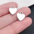 Ciondoli a cuore alato in argento per la creazione di collane e orecchini fai-da-te - Cuore Pieno Liscio (13338)
