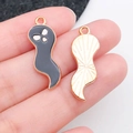 Ghost charm alloy enamel pendants with double-sided texture for DIY Halloween jewelry - Devil Ghost Style (19540) / Black