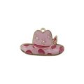 Pendentif chapeau de cowboy rose en alliage avec étoile dorée pour la création de bijoux - Chapeau de Cow-boy Tacheté (19729)