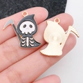 Cartoon Grim Reaper enamel alloy charm for DIY jewelry with black finish and gold back - Grim Reaper Skeleton Style (19542) / Black