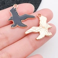 Halloween raven bird alloy charms in black enamel and rose gold for DIY jewelry making - Black