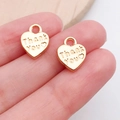 Golden heart-shaped charm with Thank You engraving for DIY necklace and bracelet - Thank You Heart (19984)