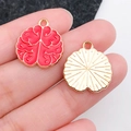 Red enamel gold alloy pendant for DIY jewelry making with unique textured finish - Red