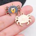 Cartoon crab alloy pendant with black enamel finish for DIY jewelry and earrings - Big Eyed Spider Style (19548) / Black