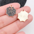 Halloween spider web alloy charm with black enamel and gold finish for DIY jewelry making - Spider Web Style (19549) / Black