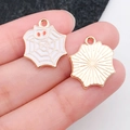 Golden spider web alloy pendant charms with white enamel inlay for DIY jewelry making - Spider Web Style (19550) / White