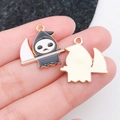 Grim Reaper cartoon alloy charm with black enamel and gold plating for DIY jewelry - Black