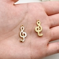 Gouden en wit geëmailleerde muzieksleutel bedeltjes voor DIY-sieraden en kettingen - G-sleutel (19452) / 1 Stuk Verpakking (21x9mm) / Wit