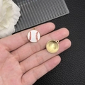 Golden enamel baseball pendant with red stitching detail and radial sunray texture - White Zinc Alloy Enamel Baseball (19633)
