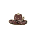 Pendentif chapeau de cow-boy en émail marron avec étoile dorée pour bijoux DIY - Chapeau de Cow-boy Tacheté (19733)