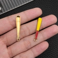 Golden and red drip oil baseball bat pendants for DIY jewelry making kits - Yellow Zinc Alloy Enamel Baseball Bat (19634)