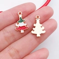 Kerstboom legering hanger met kleurrijke druppelolie voor DIY sieraden maken - Kerstboom