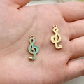 Muzieknoot hanger in mintgroen emaille en goud voor DIY sieraden maken - G-sleutel Stijl (19453) / 1 Stuk Verpakking (21x9mm) / Groen