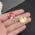 Red enamel mushroom charm with white dots and gold alloy base for DIY jewelry - Red Zinc Alloy Enamel Baseball Cap (19638)