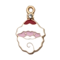 Christmas Santa Claus enamel charm with golden metal edge and sparkling rhinestone - Red and White Santa Head with Rhinestone (8865) / 15x25mm / Red & White