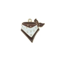 Brown and white enamel western scarf charm with gold plating and star detail - Western Tie/Bandana (19735) / 1 Piece (25x26mm) / Brown
