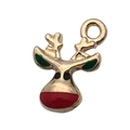 Christmas reindeer pendant in gold alloy with red and green enamel for DIY jewelry - Christmas Reindeer Head (8867) / 11x17mm / Colorful