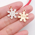 Goldene Schneeflocken-Anhänger mit weißer Emaille und Textur für DIY-Schmuckherstellung - Weihnachtsschnee