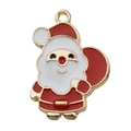 Cute enamel Santa Claus charm pendant with gold plating and hanging loop for DIY jewelry - Red White Christmas Santa Claus (9902) / 17x22mm / Red & White