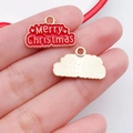 Wolkenförmiger Weihnachtsanhänger aus roter Emaille und goldplattierter Legierung - Frohe Weihnachten Schild