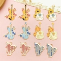 Vibrant enamel musical instrument charms with floral motifs for DIY jewelry crafts - Enamel Music Series Mix Styles
