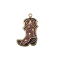Pendentif botte de cowboy émaillé bordeaux avec étoile dorée pour bijoux DIY - Bottes de Cow-boy Décorées d'Étoiles (19738)