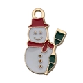Christmas snowman alloy charm with red hat and green broom for DIY jewelry making - White Enamel Christmas Snowman (10925)