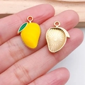 Goldene Mango-Anhänger mit gelber Emaille-Veredelung für DIY-Schmuck und Armbänder - Mango-Stil (21321)