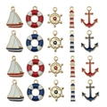 Set of nautical alloy charms including anchor, lighthouse and rudder for DIY jewelry - Mixed Nautical Style Enamel Pendants (SN1040)