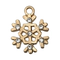 Golden snowflake charm with white rhinestones and a top hanging ring for DIY jewelry - KC Gold Enamel Rhinestone Christmas Snowflake (10926)