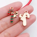 Weihnachts-Zuckerstangen-Anhänger mit Emaille und Goldschleife für DIY-Schmuck - Strass-Zuckerstange