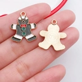 Weihnachts-Lebkuchenmann-Anhänger mit farbiger Emaille und goldener strukturierter Rückseite - Lebkuchenmann