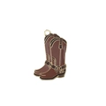 Pendentif botte de cow-boy en émail marron avec bords dorés pour bijoux DIY - Bottes de Cow-boy à Boucle (19739)