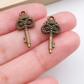 Antique bronze key pendants with ornate spiral patterns for DIY jewelry making - Owl Ornament Key Style (20977) / Antique Bronze