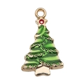 Christmas tree alloy pendant with green enamel, gold finish and red star detail - Green Enamel Christmas Tree (12510)