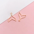 Elegant rose gold whale tail charms for DIY necklaces with minimalist hollow design - 1Pc Hollow Fish Tail 17x20mm