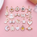 20pcs DIY white enamel charms collection with golden edges for jewelry making - Enamel White 20 Pcs Set (SN997)
