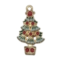 Classic Christmas tree charm with golden metal base and colorful enamel finish for DIY - KC Gold Enamel Small Multicolor Christmas Tree (12516)