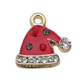 Christmas hat charm pendant in red enamel with inlaid cubic zirconia and S925 silver - Red Enamel Christmas Hat (12518)