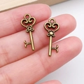 Antique bronze heart-shaped key charms for DIY jewelry making sets - Bowknot Ornament Key Pendant (20985) / Antique Bronze