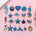Mix di 20 ciondoli in smalto blu con cornici dorate per la creazione di gioielli DIY - Set 20 Stili Smalto Blu Profondo (SN995)