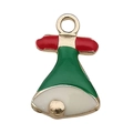 Christmas bell charm in red and green enamel with golden alloy base for DIY jewelry - Green Enamel Christmas Bell (12520)