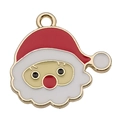 Enamel alloy Santa Claus charm for Christmas DIY jewelry making and festive accessories - Red White Santa Claus Face (12523)
