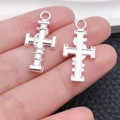 Silver metal cross charms with spiral wire detail for DIY jewelry and necklaces - Rope Wrapped Cross Style (20359)