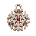 Golden snowflake charm with white enamel inlay and colorful crystal rhinestones for DIY - White Enamel Round Rhinestone Christmas Snowflake (12524)