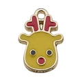 DIY Christmas reindeer alloy pendant with yellow enamel finish and golden metal edges - Yellow Enamel Christmas Reindeer (12527)