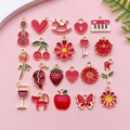 Assorted red enamel charms including hearts, cherries and guitars for DIY jewelry making - Mixed 20 Styles (SN996)