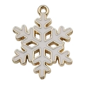 Golden snowflake charm with white enamel finish for DIY Christmas jewelry making - Hexagonal Christmas Snowflake (12536) / 1 Piece (19x24mm) / White