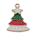 Colorful enamel Christmas tree pendant with gold trim for DIY jewelry making - Three-color Christmas Tree (12541) / 1 Piece (15x21mm) / Multicolor