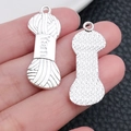 Silver yarn ball pendant for DIY necklaces with Yarn engraving and metal texture - Yarn Ball Charm (20203)